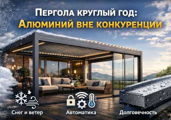 Пергола для круглогодичного использования: почему алюминий вне конкуренции
