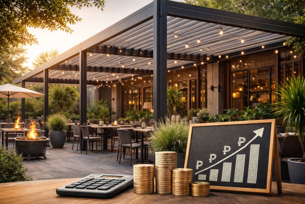 Срок окупаемости алюминиевой перголы для ресторана