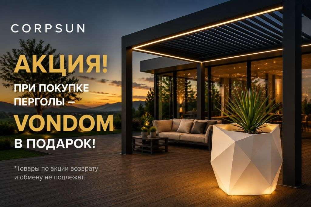 VONDOM В ПОДАРОК ПРИ ПОКУПКЕ ПЕРГОЛЫ или Подарки от мирового бренда VONDOM при покупке перголы CORPSUN